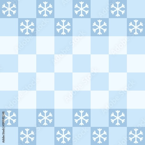 Snowflake blue and white seamless pattern background.