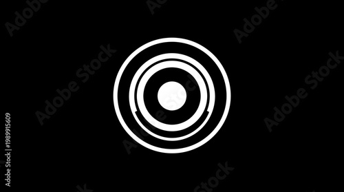 A graphic designer creates concentric circles on a black background for an illustration.