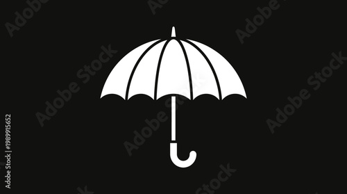 An illustration of a white umbrella on a black background