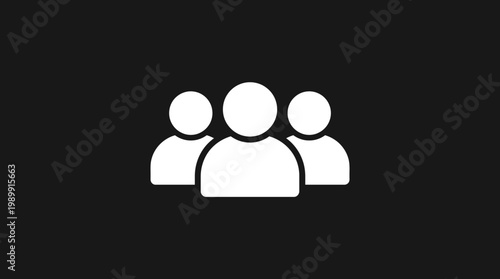 Three people icons standing together in a line on a black background