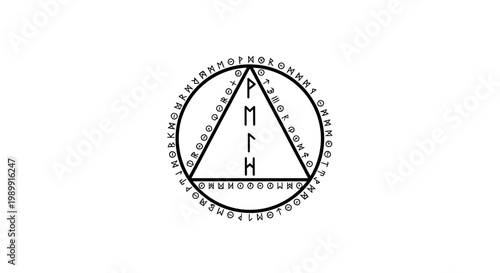Ancient mystical symbol with geometric shapes.