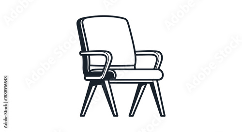 A simple dark outline of an office chair against a white background silhouette