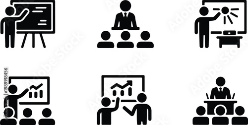 Presentation Silhouette Icon Collection Set