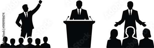 Presentation Silhouette Icon Collection Set