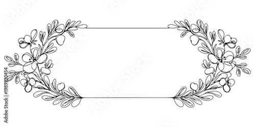 Hand-drawn decorative floral frame with berry branches.
