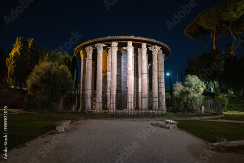 Temple of Hercules Victor at night - Rome, Italy