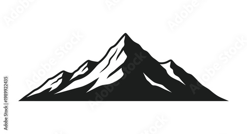 A stark black mountain range design sharply defined against a white background silhouette