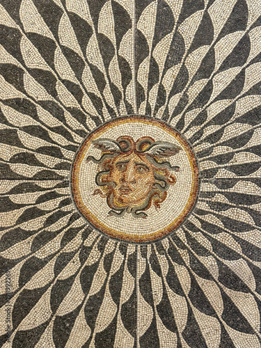 Medusa mosaic floor detail at Palazzo Massimo alle Terme - Rome, Italy