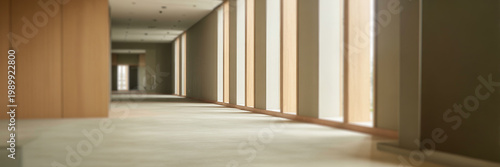Soft Blurred Modern Interior Hallway with Natural Light and Minimalist Perspective