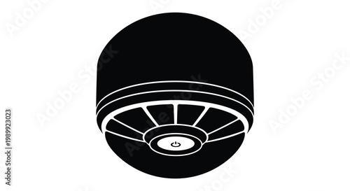 A black security camera with a modern design presented as a silhouette