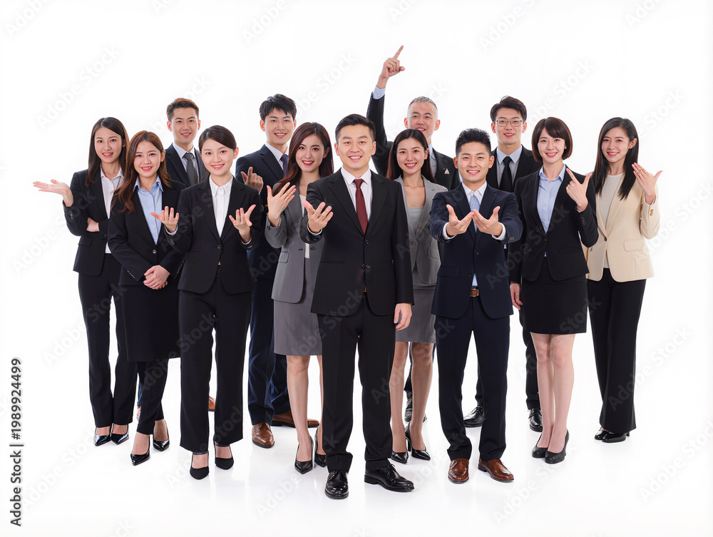 Obraz premium Cheerful professionals gather for a vibrant team celebration
