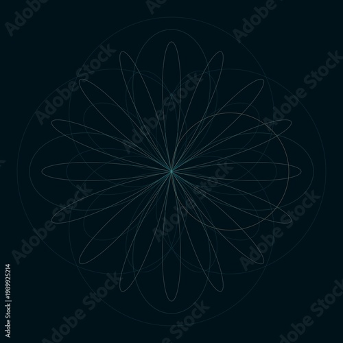 Elegant Geometric Floral Pattern on Dark Background