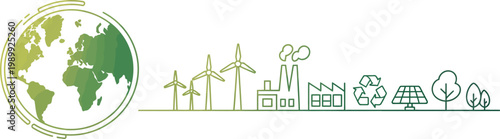 Sustainable Energy and Environmental Protection Illustration Keywords: earth, globe, planet, wind