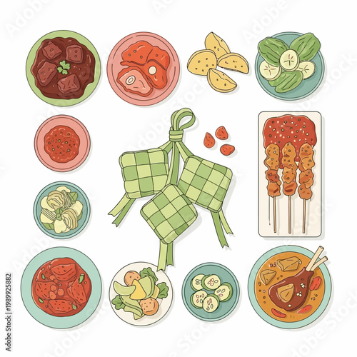 A vibrant and inviting collection of traditional Southeast Asian culinary delights, perfect for celebrating special occasions and cultural gatherings