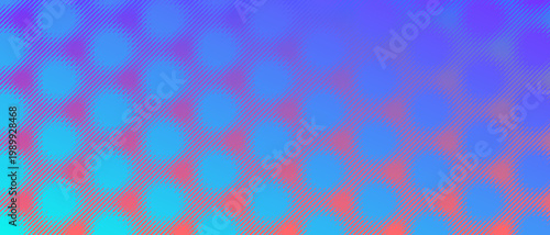 Abstract vibrant blue and cyan gradient background with retro diagonal hatching lines and pink circular halftone pattern