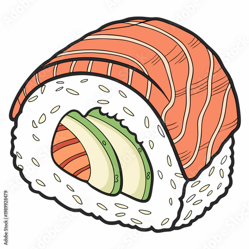 Sushi sketch. Hand drawn illustration converted to vector. Isolated on white background