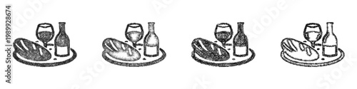 Sketch french cuisine icon design set