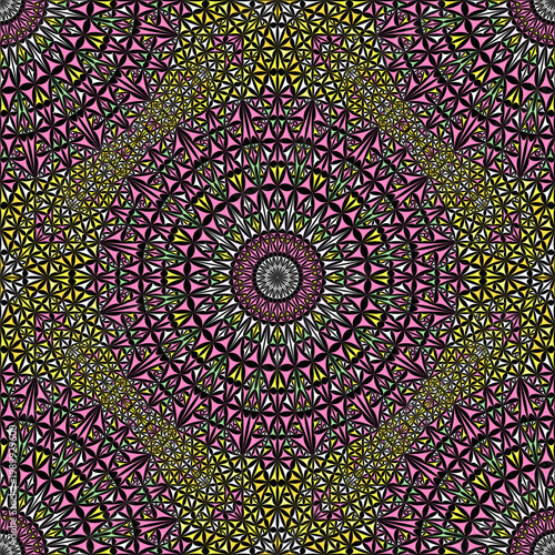 Seamless geometric oriental mandala ornament pattern - abstract mosaic colorful bohemian vector background design