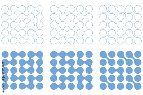 Set black metaballs isolated on a transparent background. Modern contemporary geometric shapes and elements. Metaball pattern. Liquid drops or morph shapes background. EPS 10.