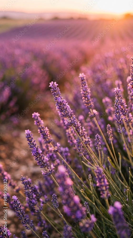 Obraz premium Lavender Flowers Field at Sunset with Soft Focus 