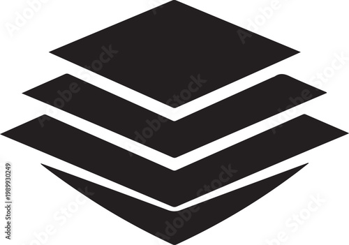 Layered geometric shapes in downward direction, abstract chevron pattern.