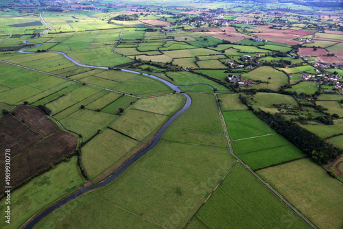 Aerial view of the fields of North Devon , England	