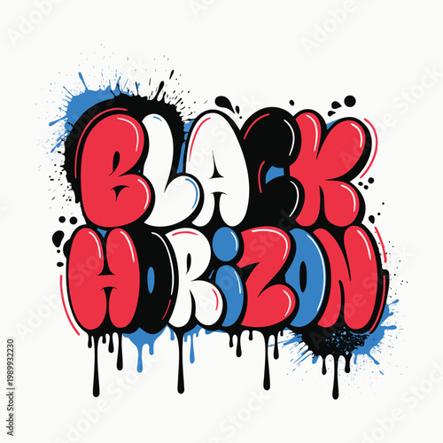 Urban Graffiti Bubble Typography with Spray Paint Texture and Dripping Ink Effect