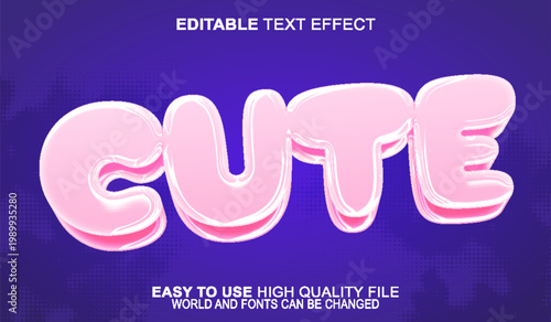  Cute Adorable Sweet Kawaii Playful Typography Design Vector Fully Editable Smart Object Text Effect