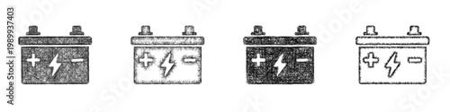 Sketch car battery icon design set