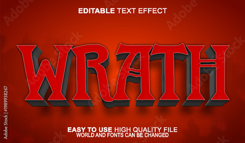  Wrath Fury Rage Dark Power Typography Design Vector Fully Editable Smart Object Text Effect