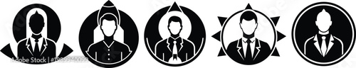 startup founder vector icon silhouette set