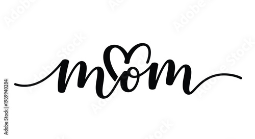 Elegant calligraphy 'mom' design a heartfelt tribute to mothers everywhere