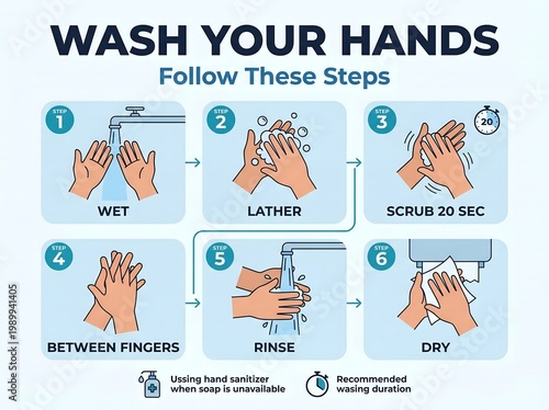 Handwashing steps infographic wash your hands follow these steps hygiene poster