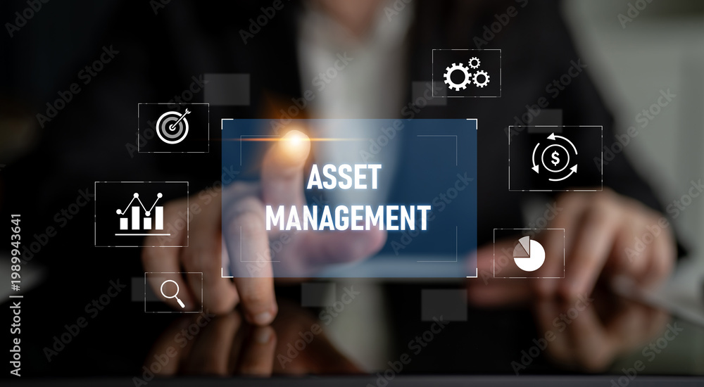 Fototapeta premium Asset management system showing investment planning, financial goal tracking, ROI analysis, and performance monitoring for efficient resource utilization Latch