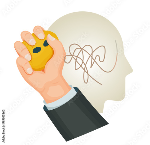 Managing Stress using Squeeze Ball - Stock Illustration
