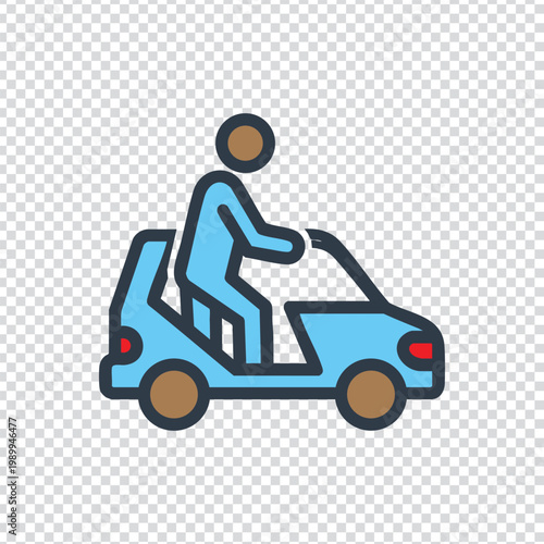 Icon of a person driving a small compact car