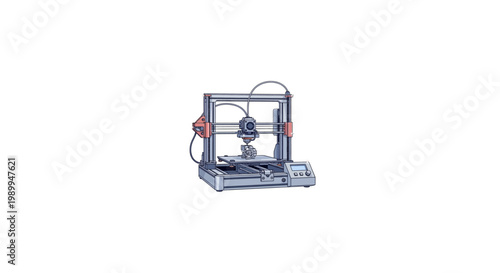 Modern 3D printer creating a small object with detailed mechanical parts.