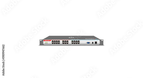 Modern network switch device with multiple ethernet ports for data communication and connectivity.
