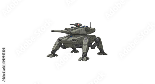 Futuristic quadruped military robot with mounted weapon system last 2026.