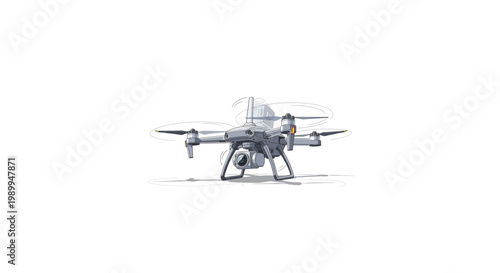 Modern white drone with camera isolated on white background last 2026.
