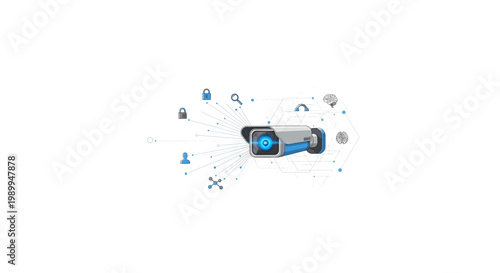 Virtual reality headset surrounded by technology and social media icons on white background last 2026.