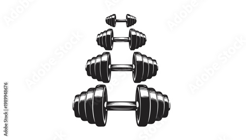 Stacked dumbbells for weight training and fitness