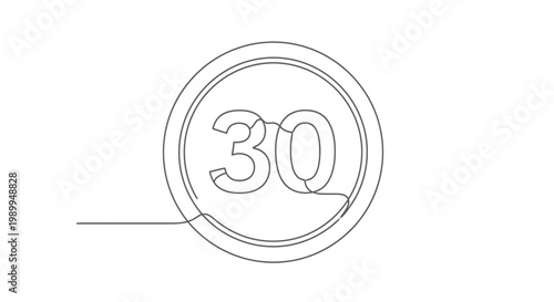 Continuous Line Drawing of Speed Limit 30 Sign