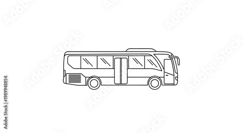 Outline illustration of a modern passenger bus on a white background