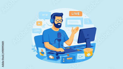 Business man with tablet PC and laptop vector illustration