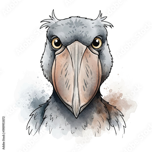 Closeup of a Shoebill Stork Bird.