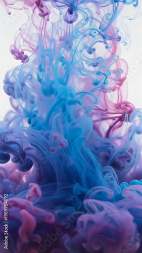 Abstract Swirls of Blue and Pink Ink Clouds Underwater