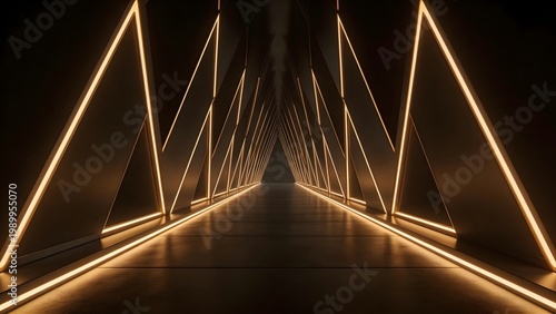 Futuristic corridor with glowing lines