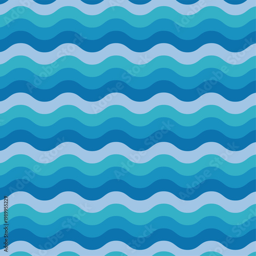 Canvastavla Blue Seamless Wave Pattern Vector