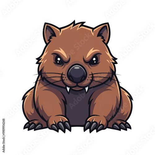 Cartoon wombat with sharp claws teeth.